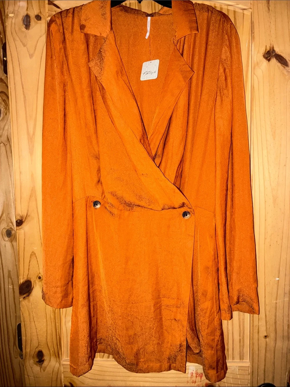 Free People Rust Orange Long Sleeve Wrap Dress